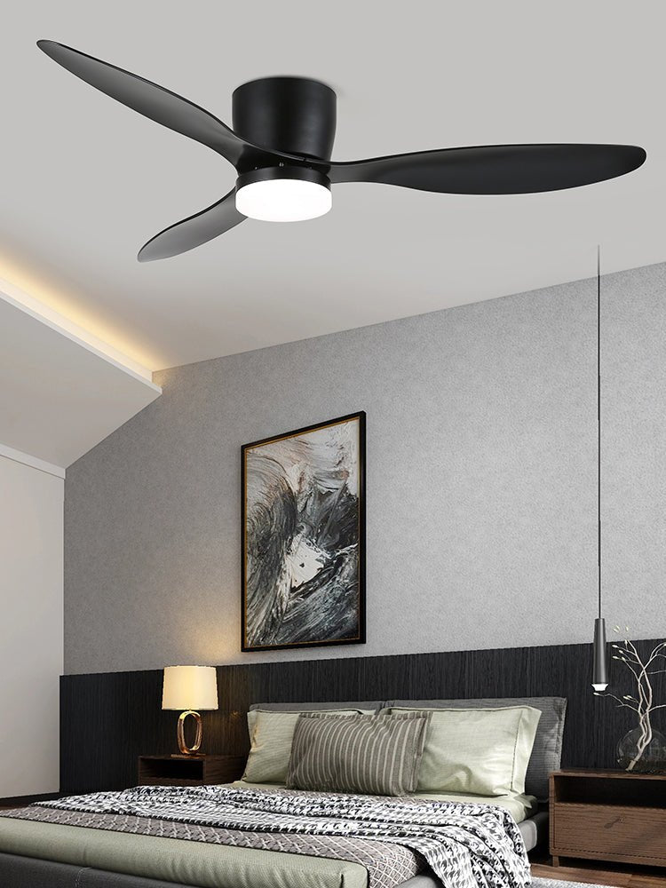 Wood Blade Ceiling Fan with LED Light and Remote, DC Motor