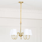 Fabric Shade Chandelier with Brass Frame, 3 to 10 Lights