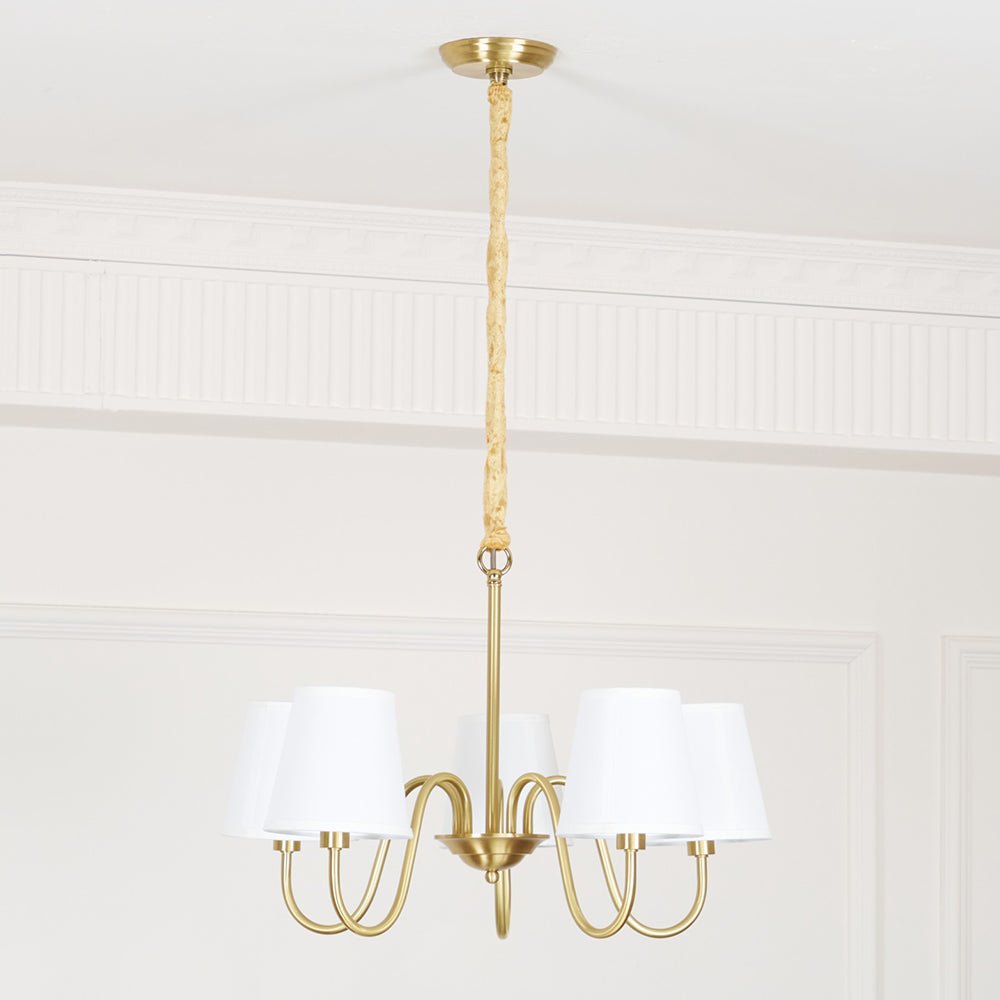 Fabric Shade Chandelier with Brass Frame, 3 to 10 Lights