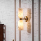 Alabaster Wall Light with Twin Discs and Brass Centre