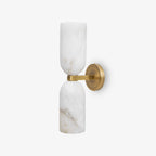Alabaster Wall Light with Twin Discs and Brass Centre
