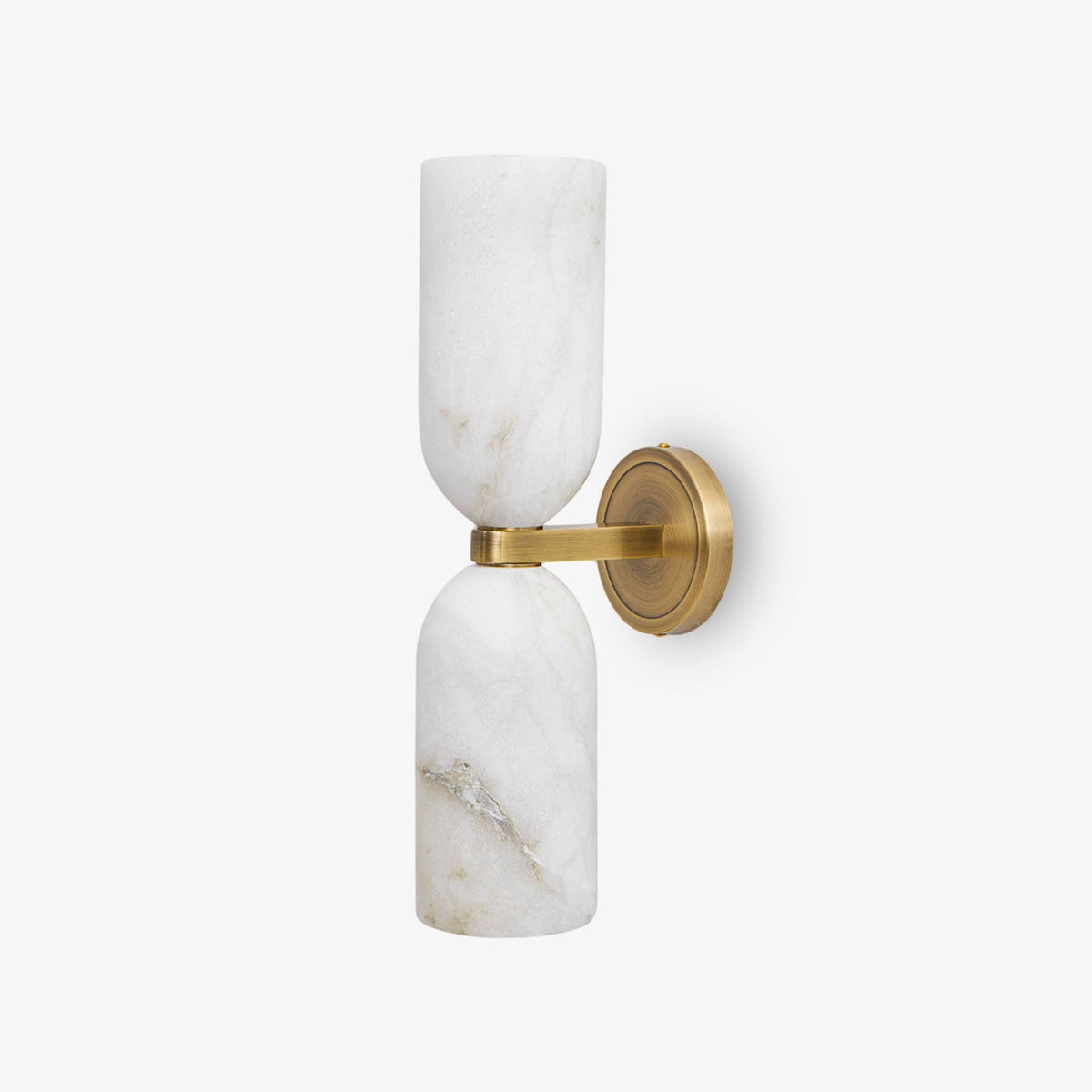 Alabaster Wall Light with Twin Discs and Brass Centre