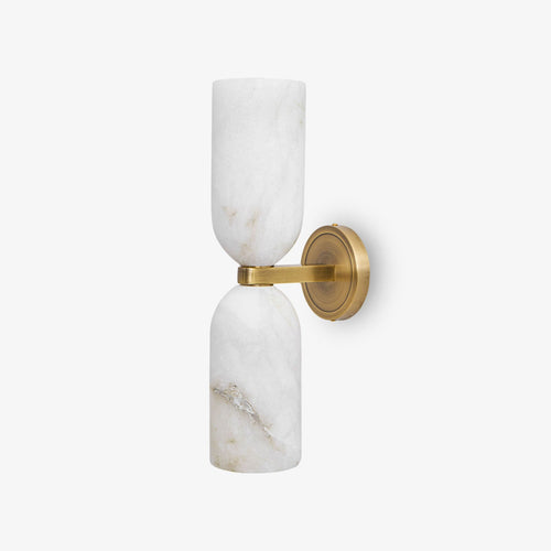 Alabaster Wall Light with Twin Discs and Brass Centre
