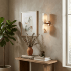 Alabaster Wall Light with Twin Discs and Brass Centre