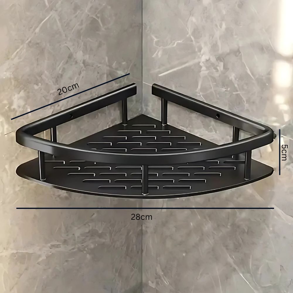 Corner Shower Caddy in Aluminium, No-Drill Wall Mounting