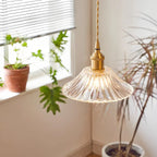 Bronze and Clear Glass Pendant Light, Adjustable Cable
