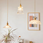 Bronze and Clear Glass Pendant Light, Adjustable Cable