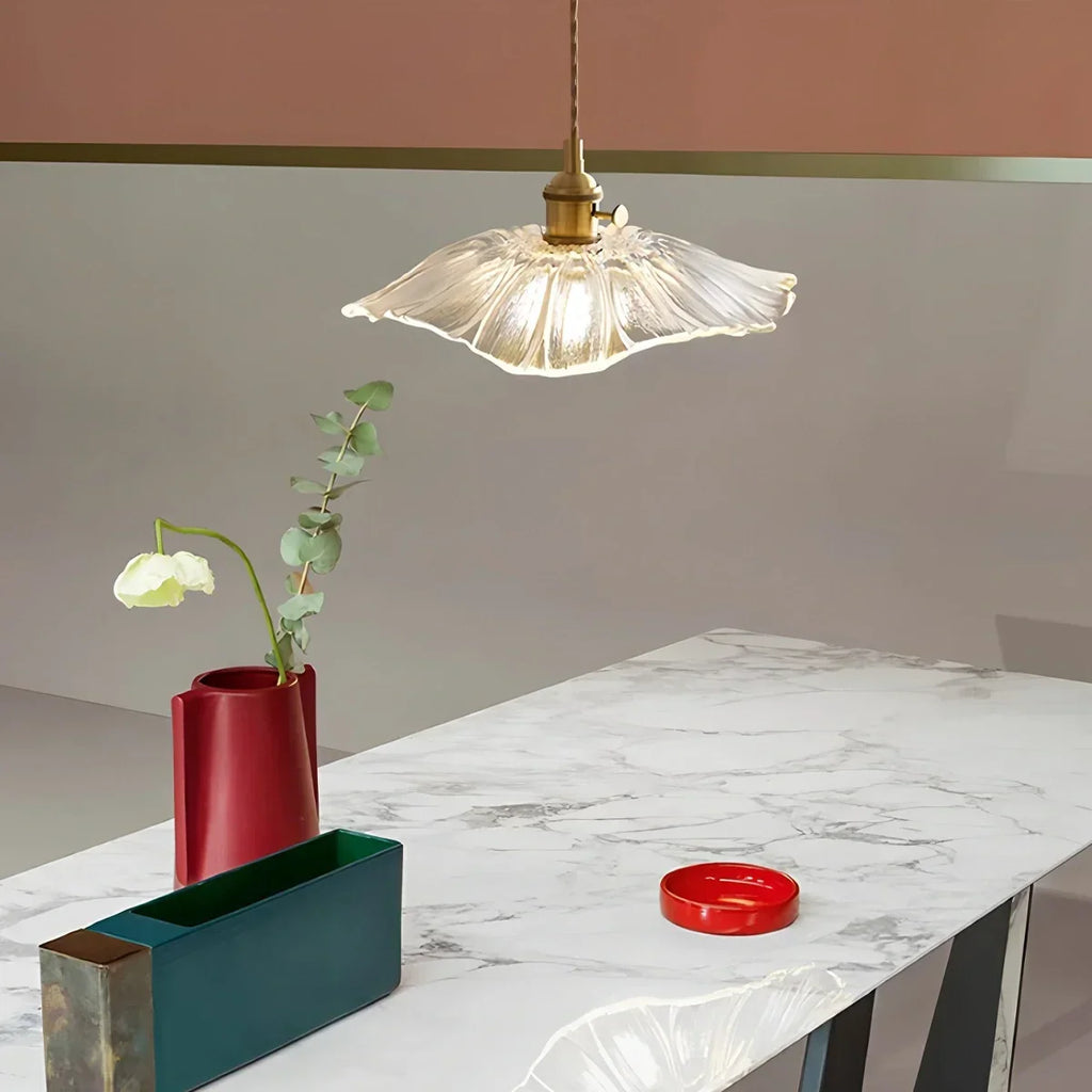 Bronze and Clear Glass Pendant Light, Adjustable Cable