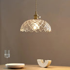 Bronze and Clear Glass Pendant Light, Adjustable Cable