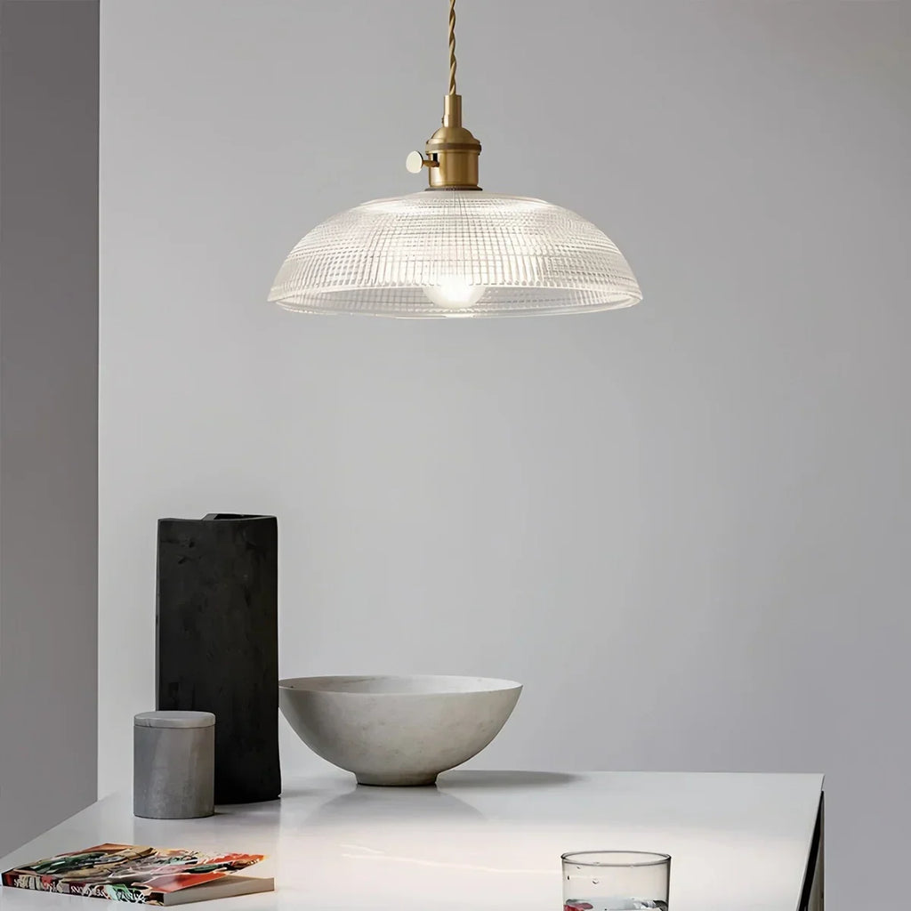 Bronze and Clear Glass Pendant Light, Adjustable Cable