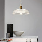 Bronze and Clear Glass Pendant Light, Adjustable Cable