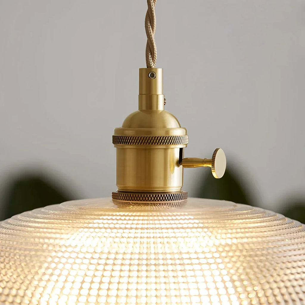 Bronze and Clear Glass Pendant Light, Adjustable Cable