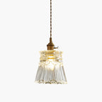 Bronze and Clear Glass Pendant Light, Adjustable Cable