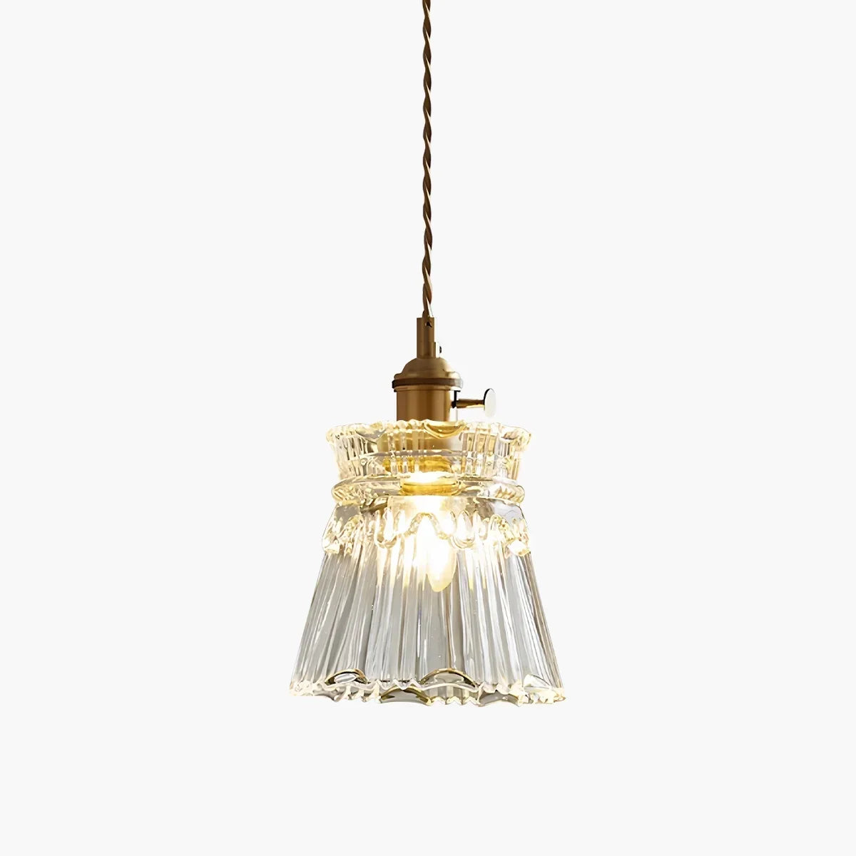 Bronze and Clear Glass Pendant Light, Adjustable Cable