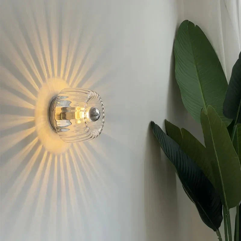 Minimalist Frosted Glass Wall Light in Silver or Gold