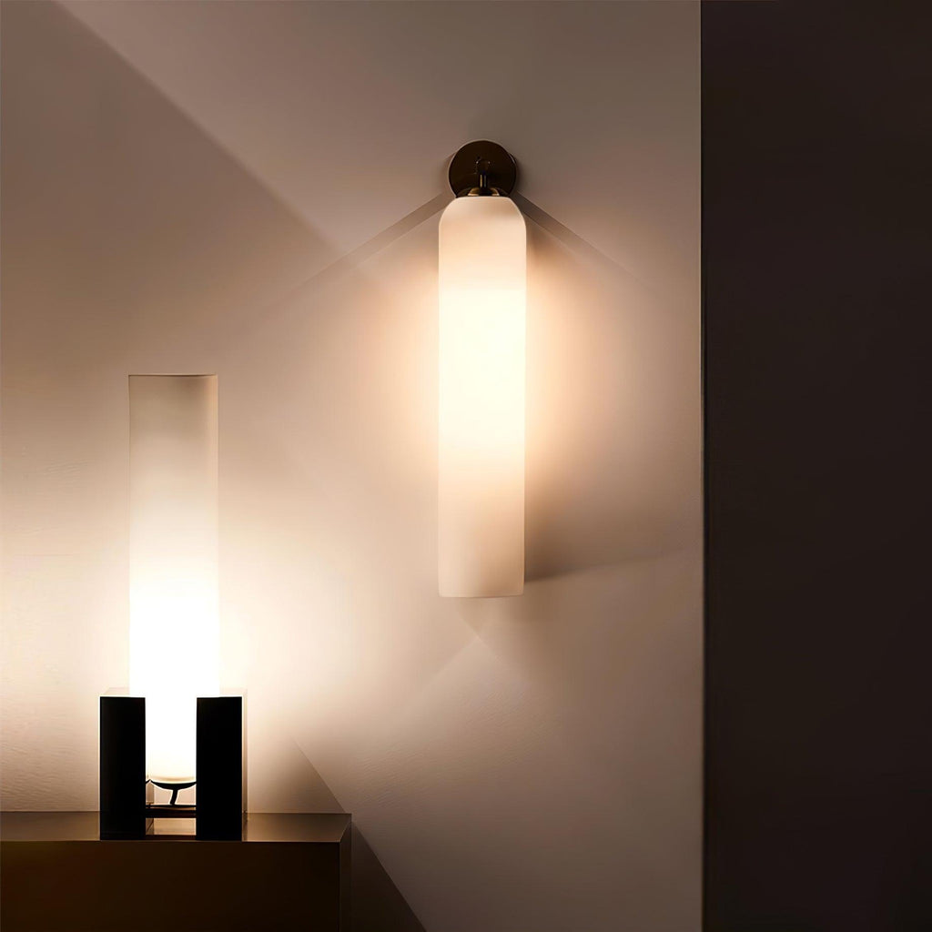 Cylinder Glass Wall Light in Gold, Black or Sand Nickel