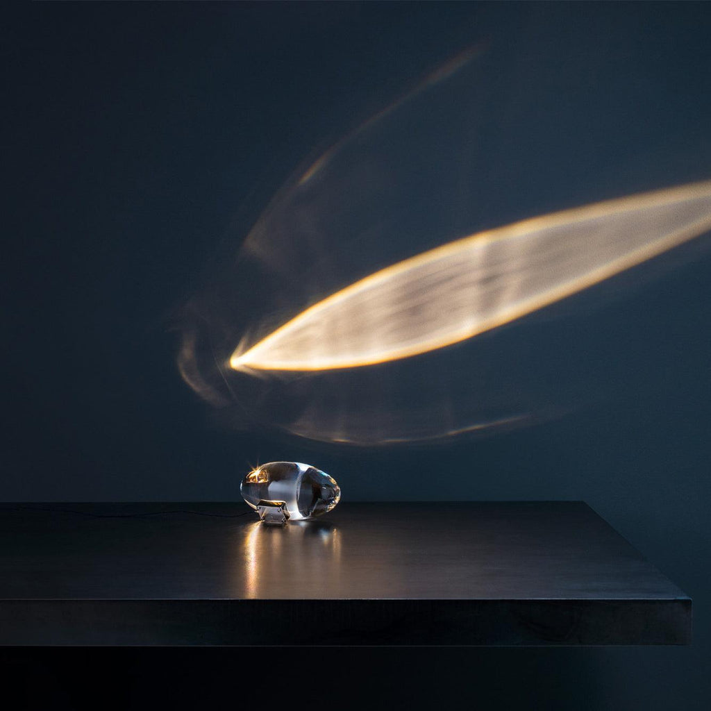 Crystal Glass Bedside Table Lamp with Eye-Shaped Light Pattern