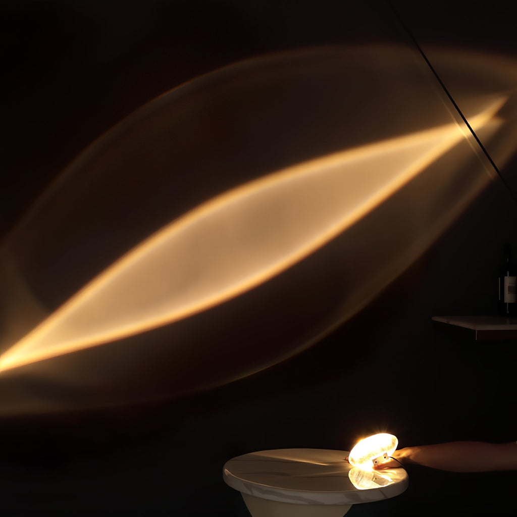 Crystal Glass Bedside Table Lamp with Eye-Shaped Light Pattern