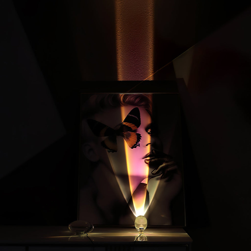 Crystal Glass Bedside Table Lamp with Eye-Shaped Light Pattern