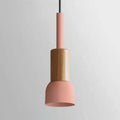 Scandinavian Wood Pendant Light with Coloured Metal Shade