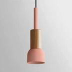 Scandinavian Wood Pendant Light with Coloured Metal Shade