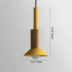 Scandinavian Wood Pendant Light with Coloured Metal Shade