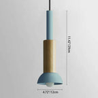 Scandinavian Wood Pendant Light with Coloured Metal Shade