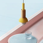 Scandinavian Wood Pendant Light with Coloured Metal Shade