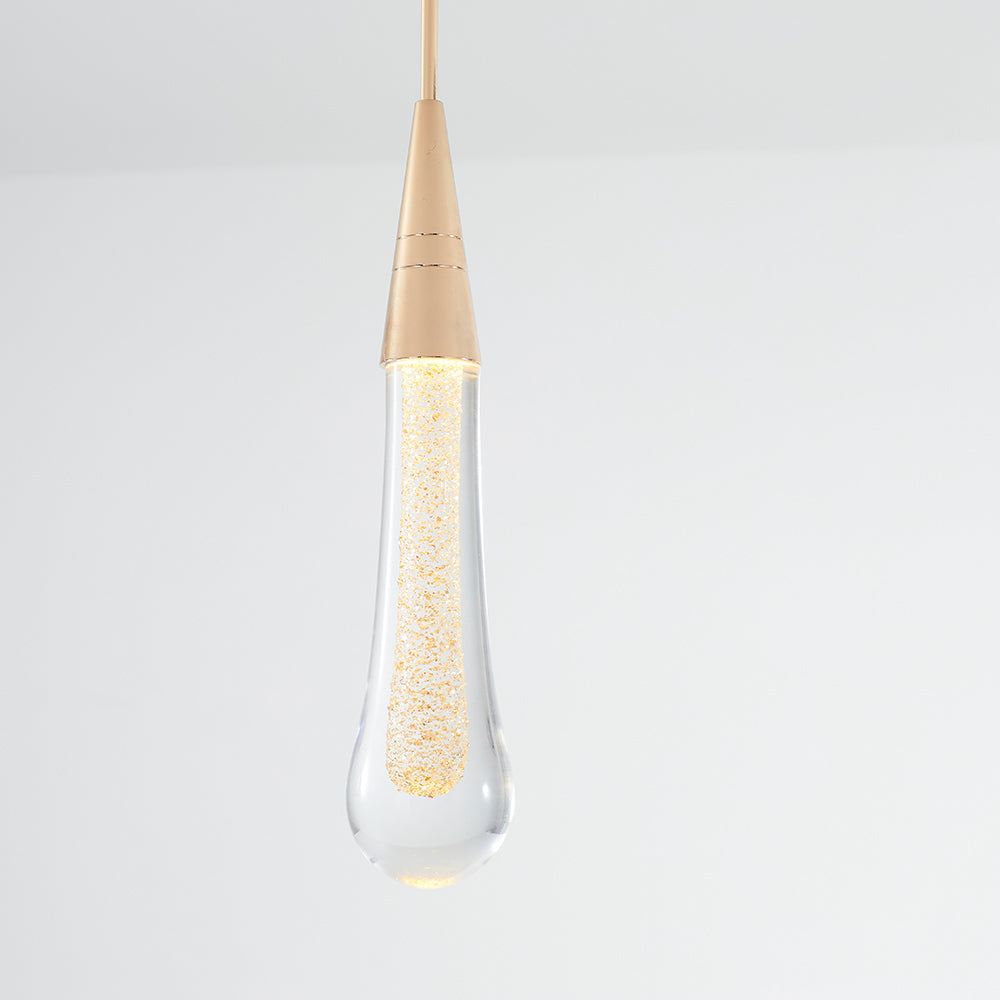 Crystal Glass Pendant Chandelier in Gold, 1, 3 or 5 Lights