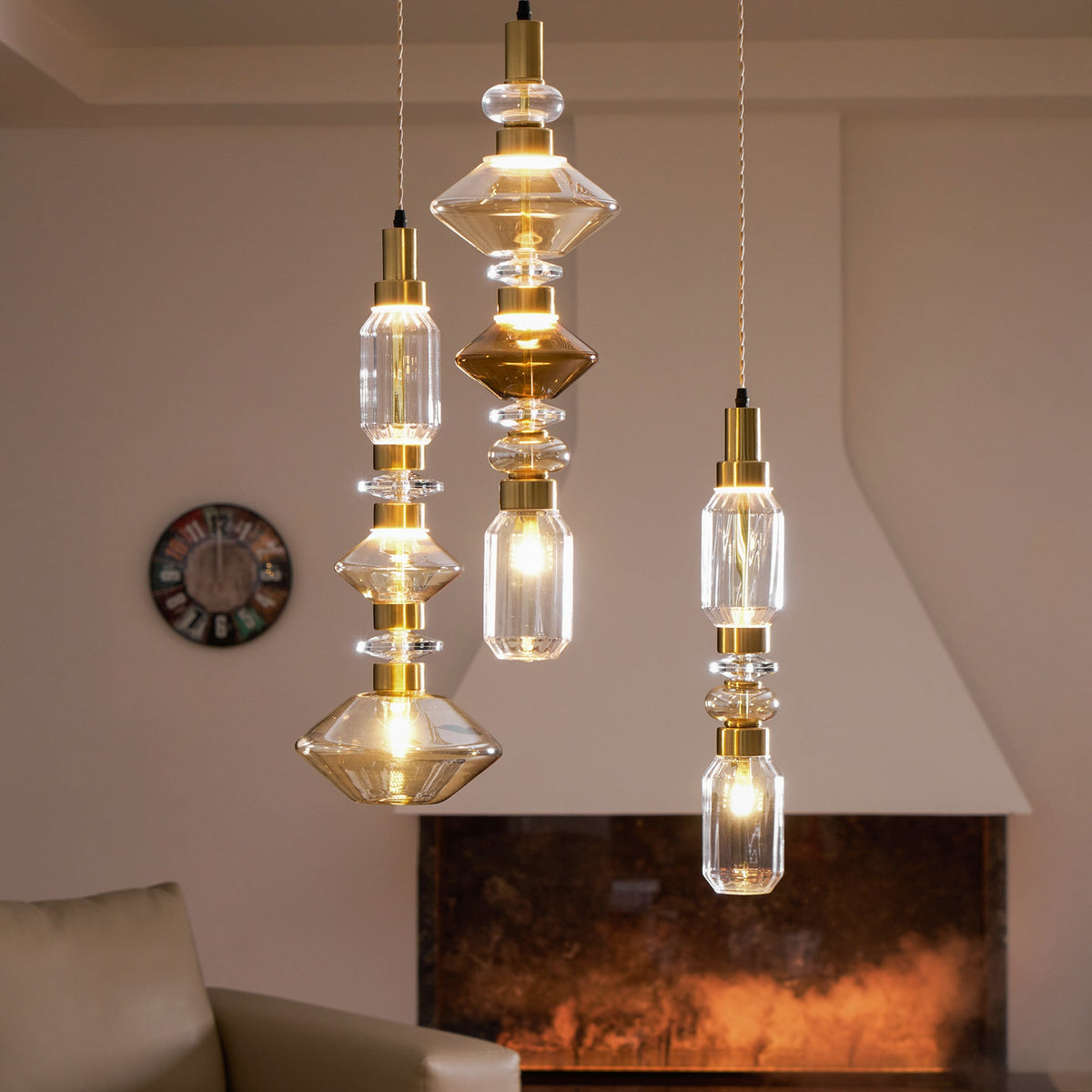 Glass Globe Pendant Light with Copper Finish, Dimmable LED