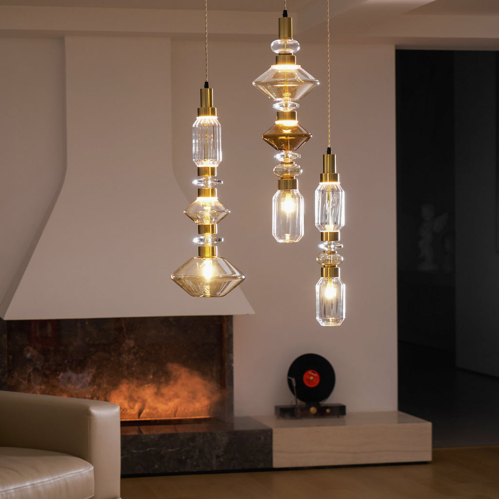 Glass Globe Pendant Light with Copper Finish, Dimmable LED
