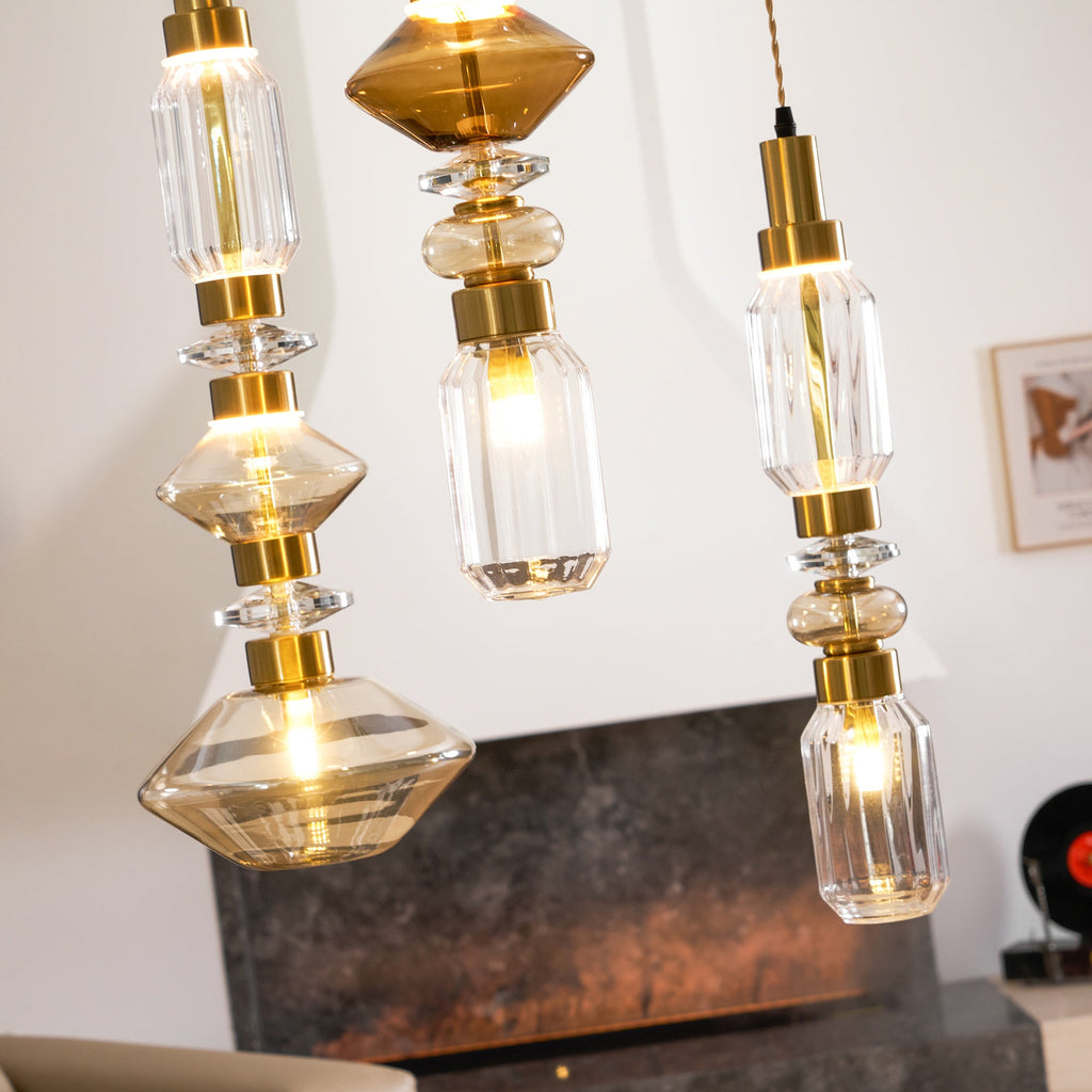 Glass Globe Pendant Light with Copper Finish, Dimmable LED