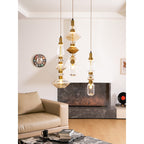 Glass Globe Pendant Light with Copper Finish, Dimmable LED
