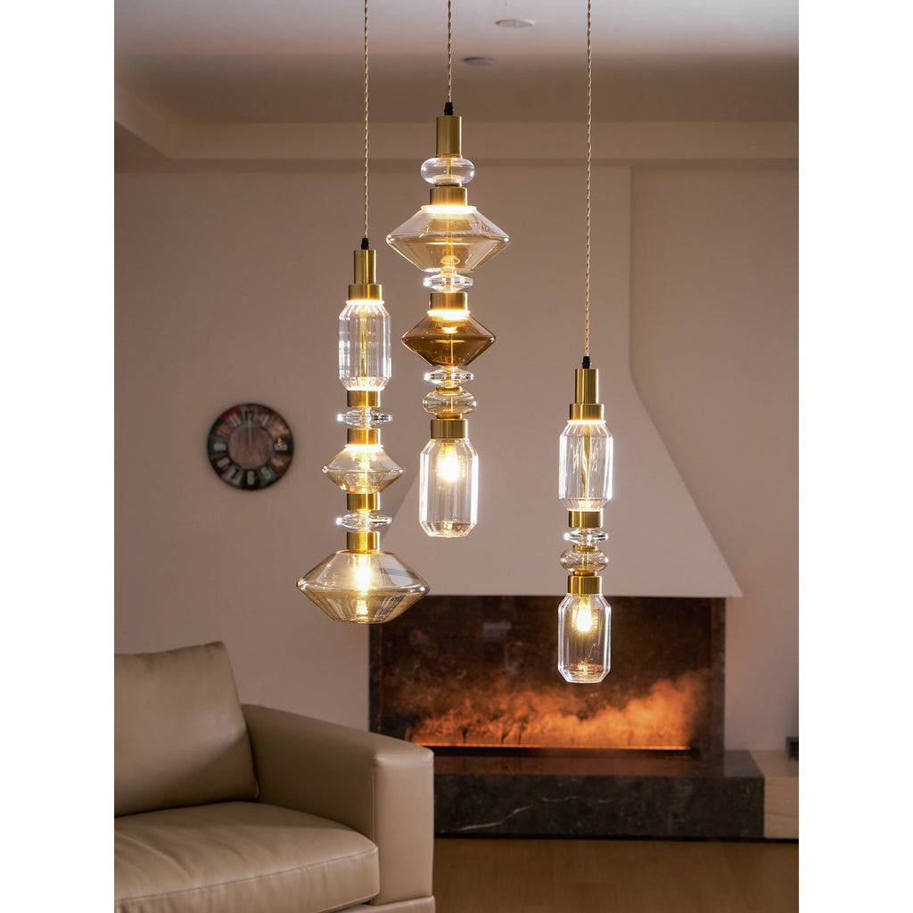 Glass Globe Pendant Light with Copper Finish, Dimmable LED