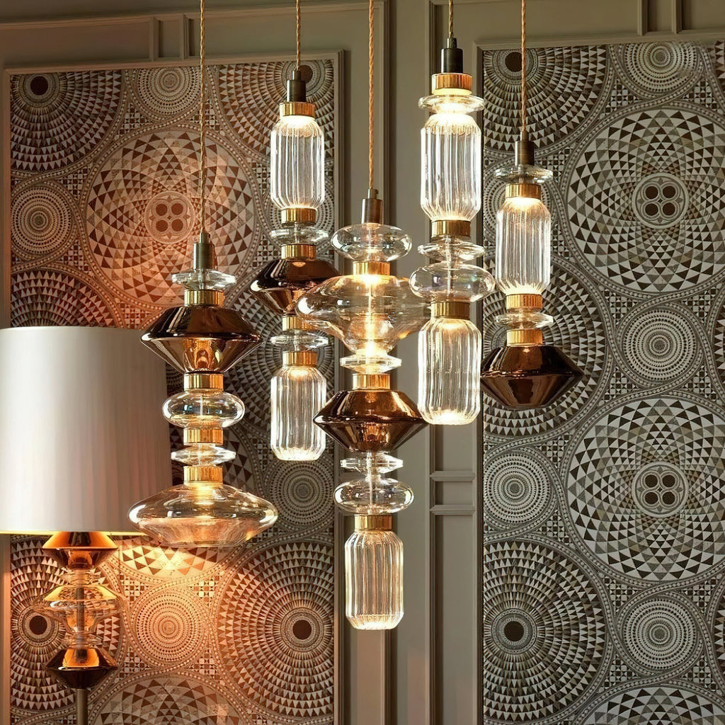 Glass Globe Pendant Light with Copper Finish, Dimmable LED