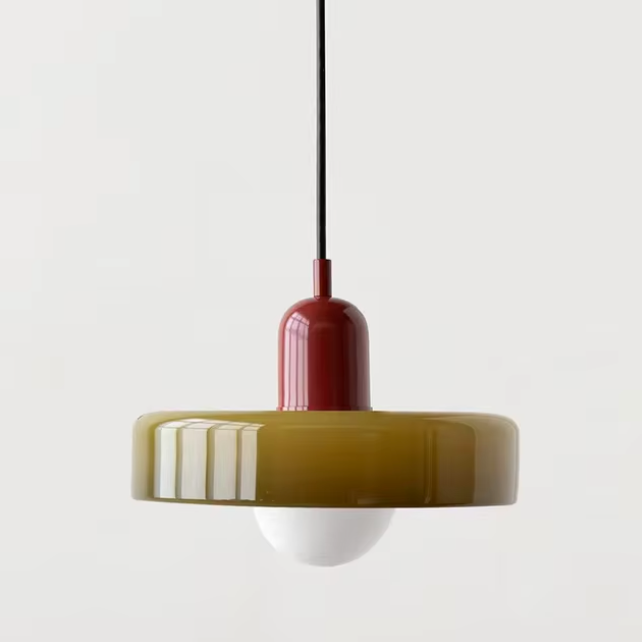 Two-Tone Glass Pendant Light, Bauhaus Style, 12 Colourways