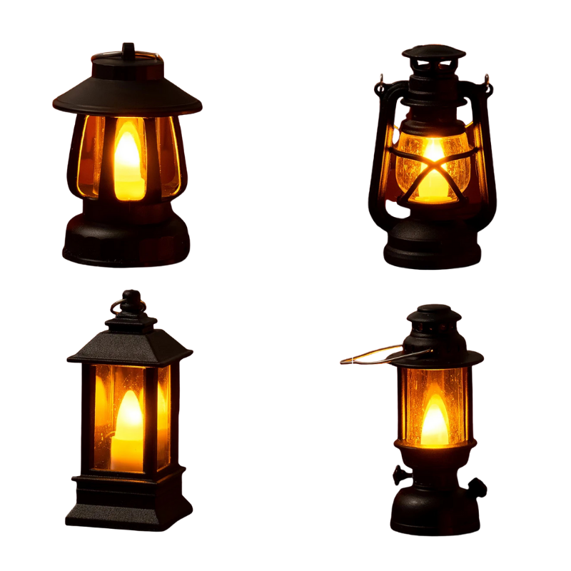 Mini Retro LED Night Light, 4-Pack for Dolls House Scenes