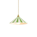 Striped Glass Pendant Light with Brass Fitting, Conical Shade