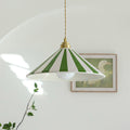 Striped Glass Pendant Light with Brass Fitting, Conical Shade