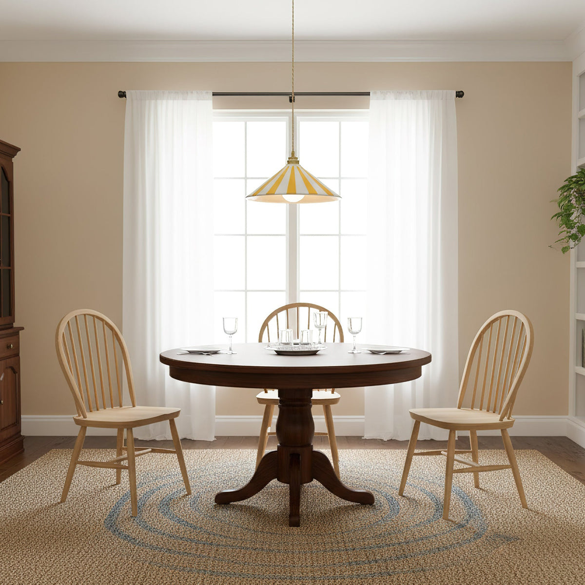 Striped Glass Pendant Light with Brass Fitting, Conical Shade