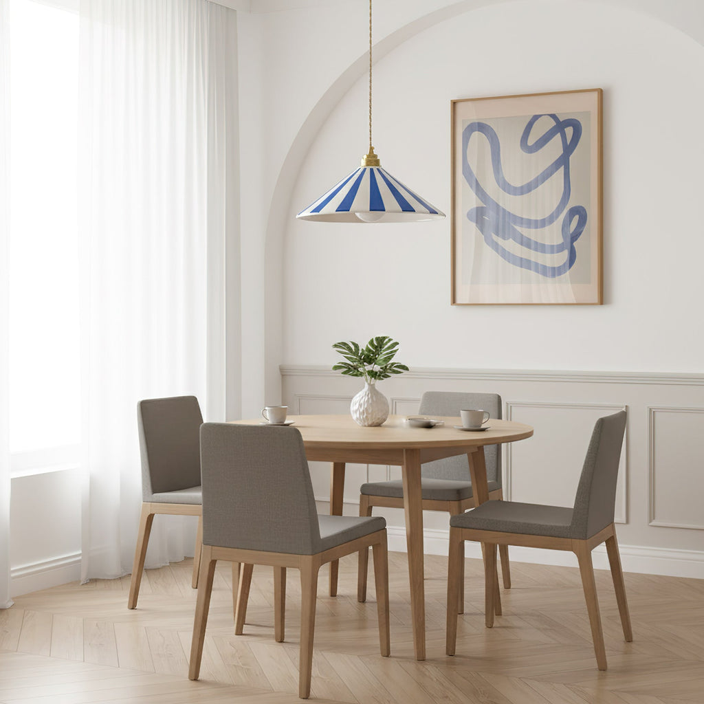 Striped Glass Pendant Light with Brass Fitting, Conical Shade