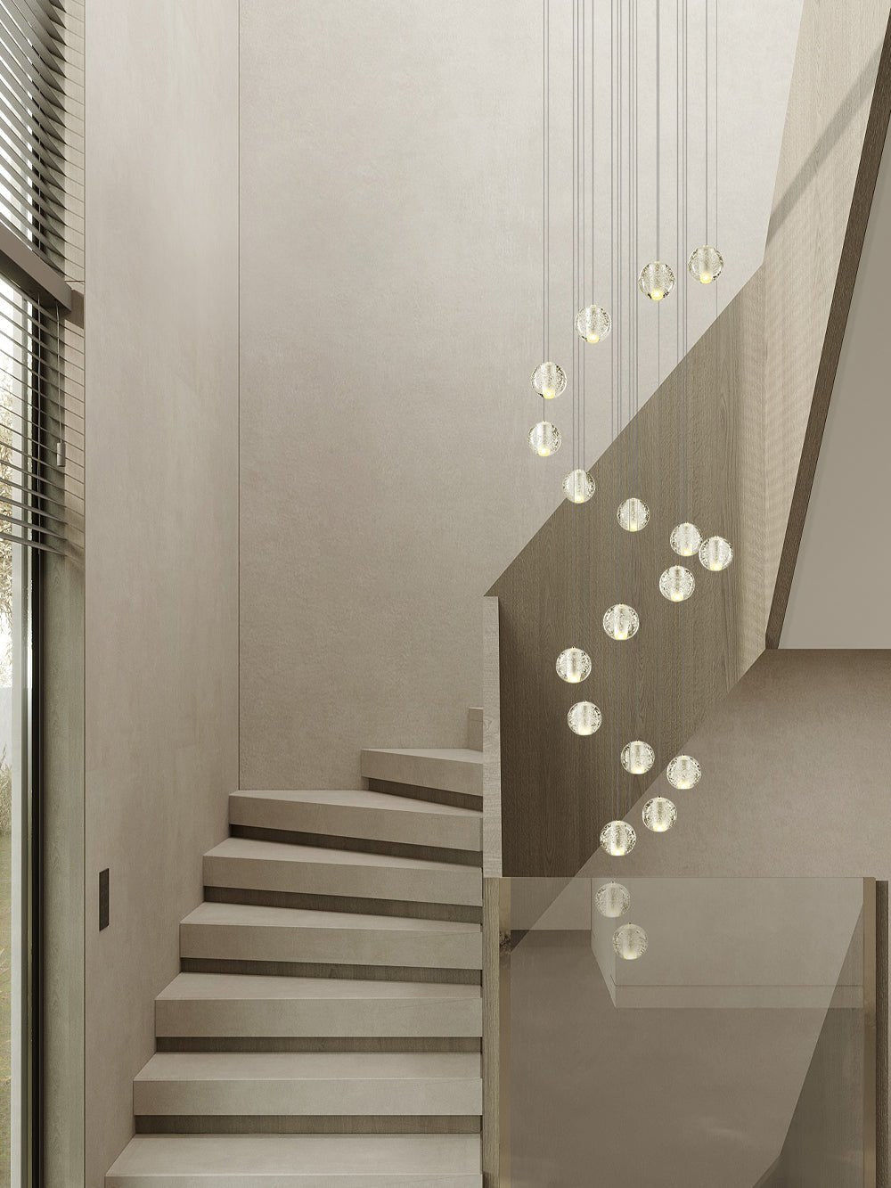 Crystal Globe Cluster Chandelier, Chrome, 1 to 50 Lights