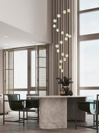 Crystal Globe Cluster Chandelier, Chrome, 1 to 50 Lights
