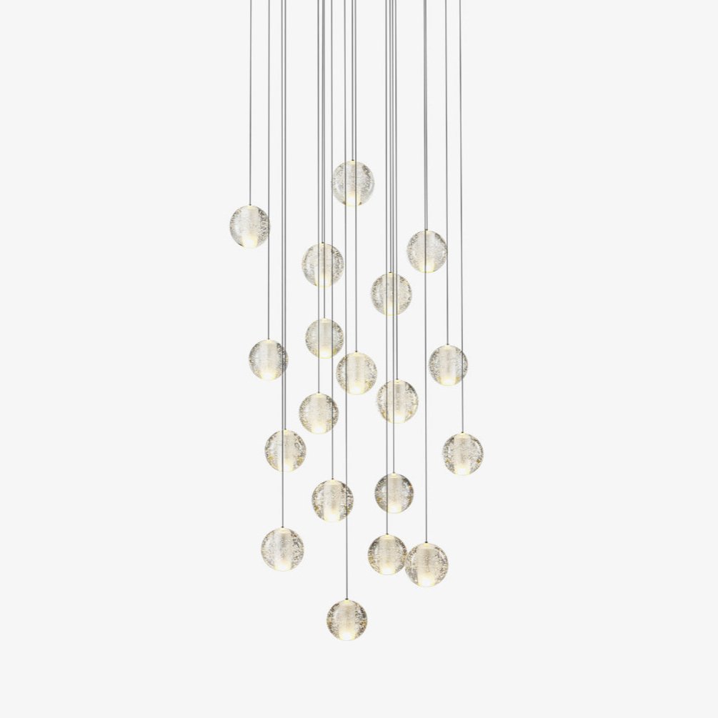 Crystal Globe Cluster Chandelier, Chrome, 1 to 50 Lights