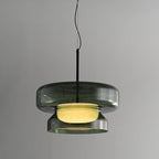 Retro Glass and Metal LED Pendant, Adjustable 150cm Cord