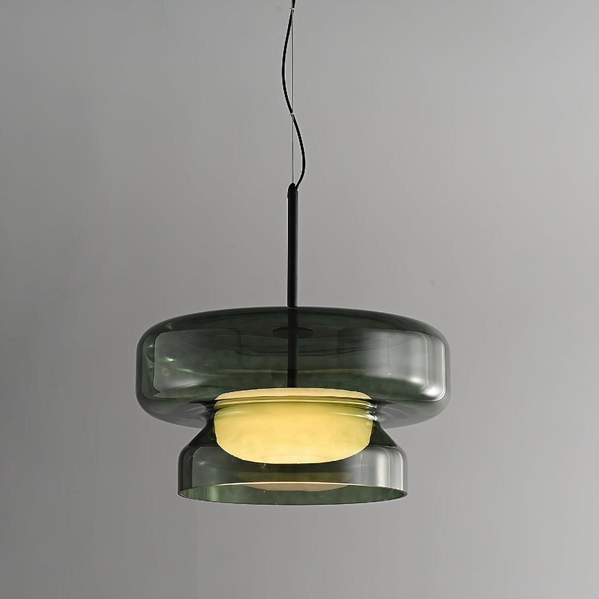 Retro Glass and Metal LED Pendant, Adjustable 150cm Cord