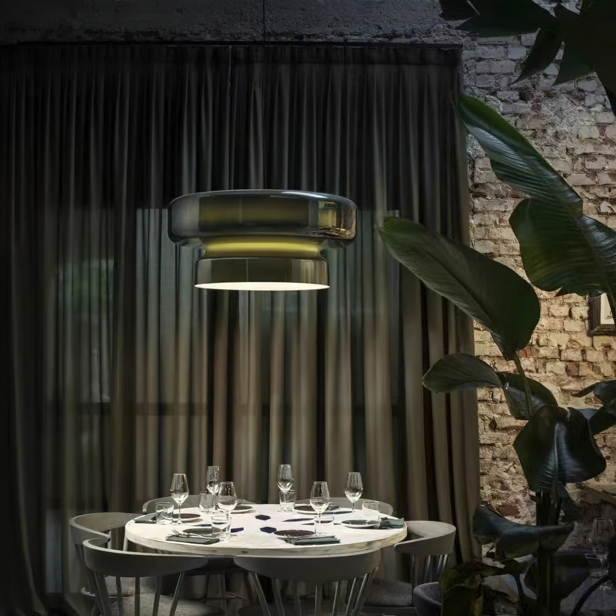 Retro Glass and Metal LED Pendant, Adjustable 150cm Cord