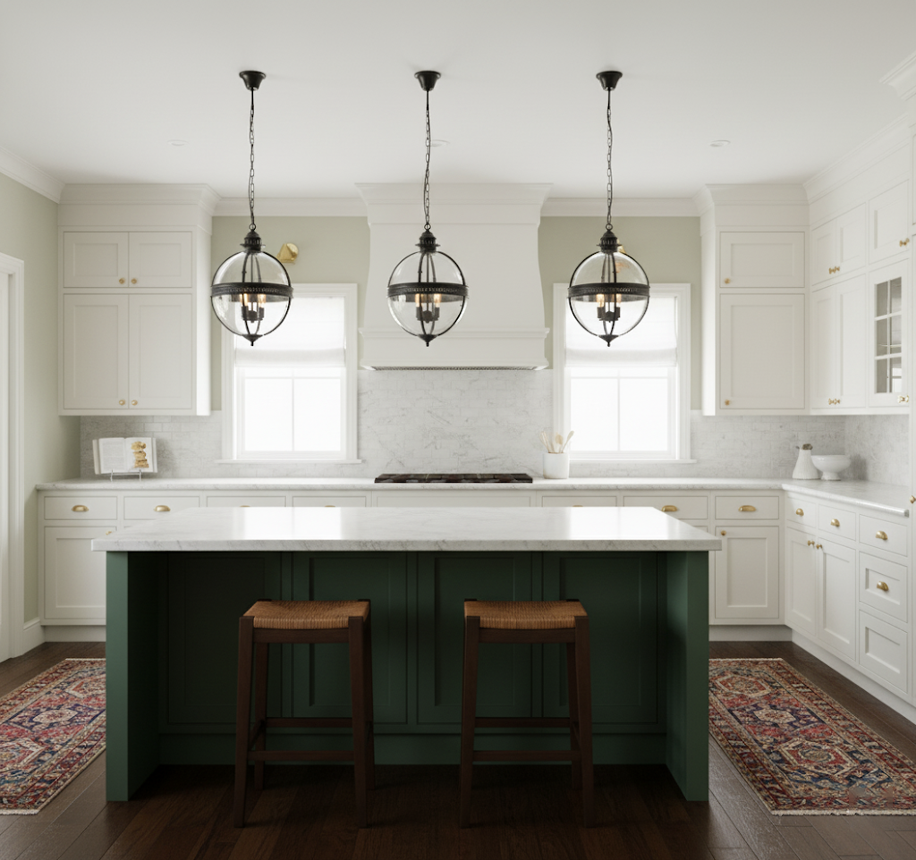 Baroque 3-Light Pendant Chandelier with Glass Shades
