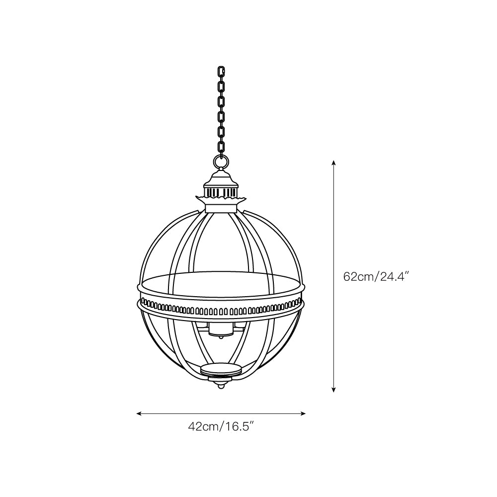 Baroque 3-Light Pendant Chandelier with Glass Shades