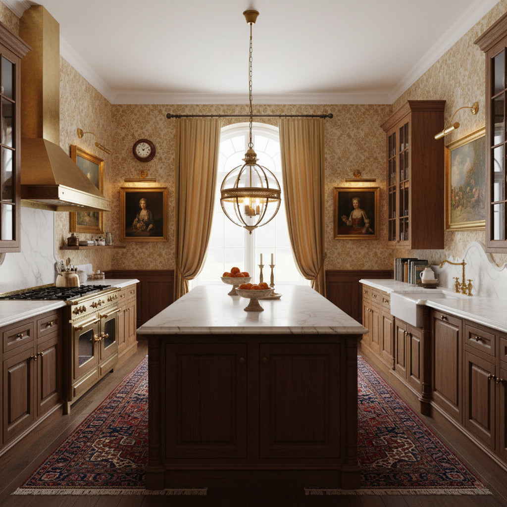 Baroque 3-Light Pendant Chandelier with Glass Shades